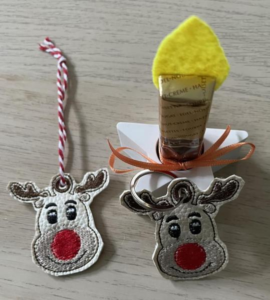 ITH-Stickdatei Schlüsselanhänger Rentierkopf